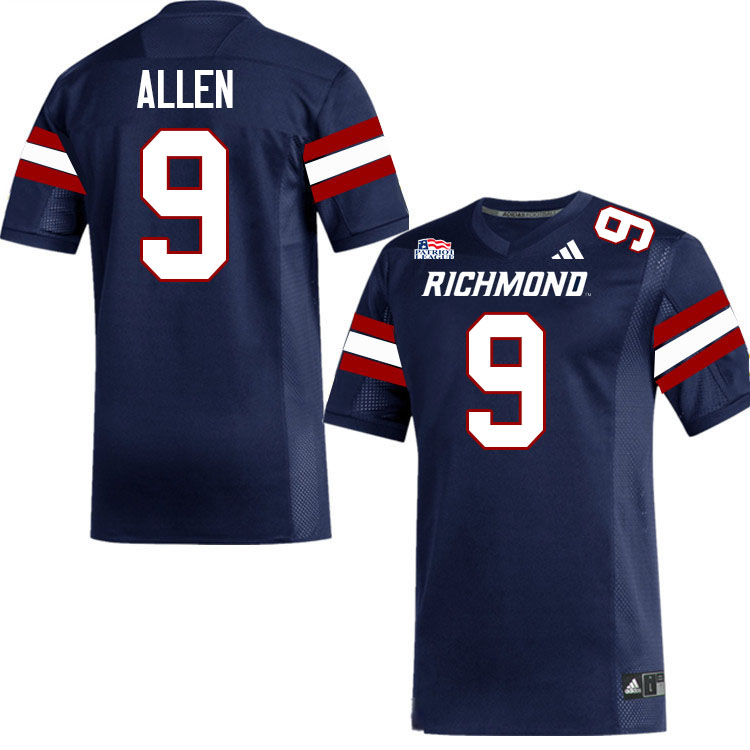 Richmond Spiders #9 Jordan Allen College Football Jerseys,Uniforms-Navy